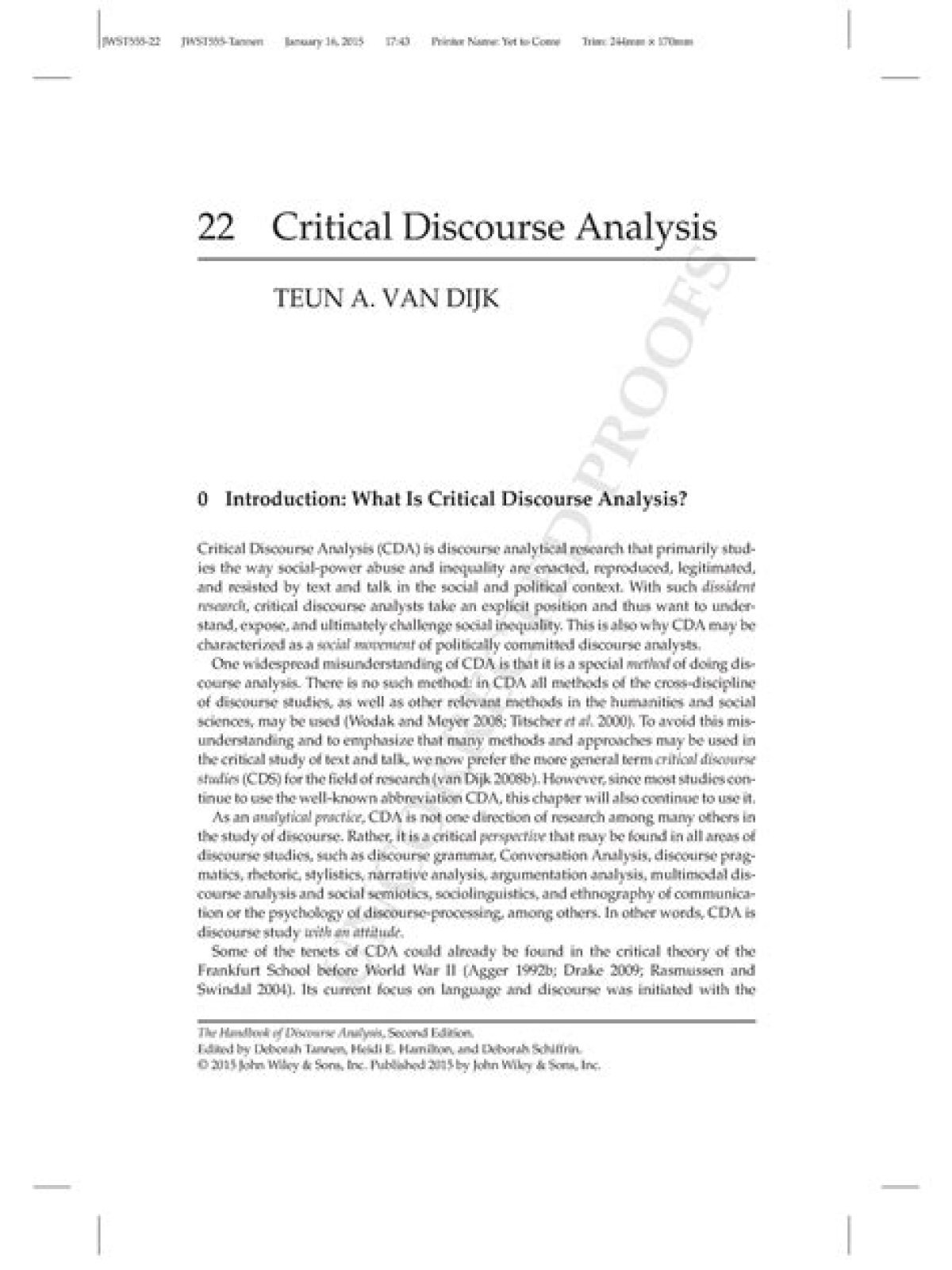 Discoveries In Discourse Analysis With Ron Van Dijk